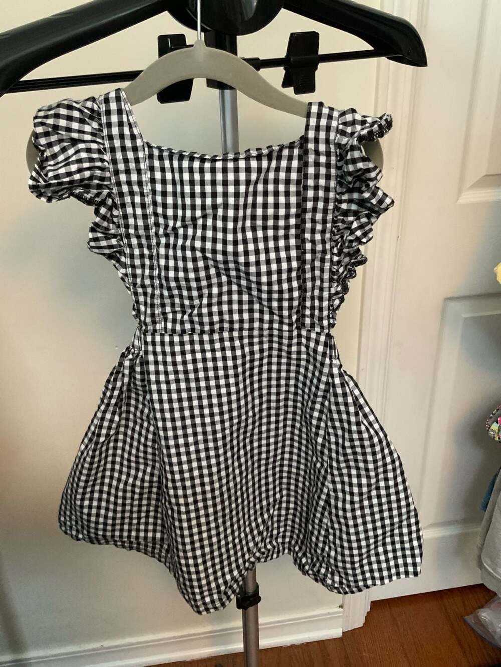 Bailey’s Blossom Gingham Dress Girls Size 5T Black White Ruffle